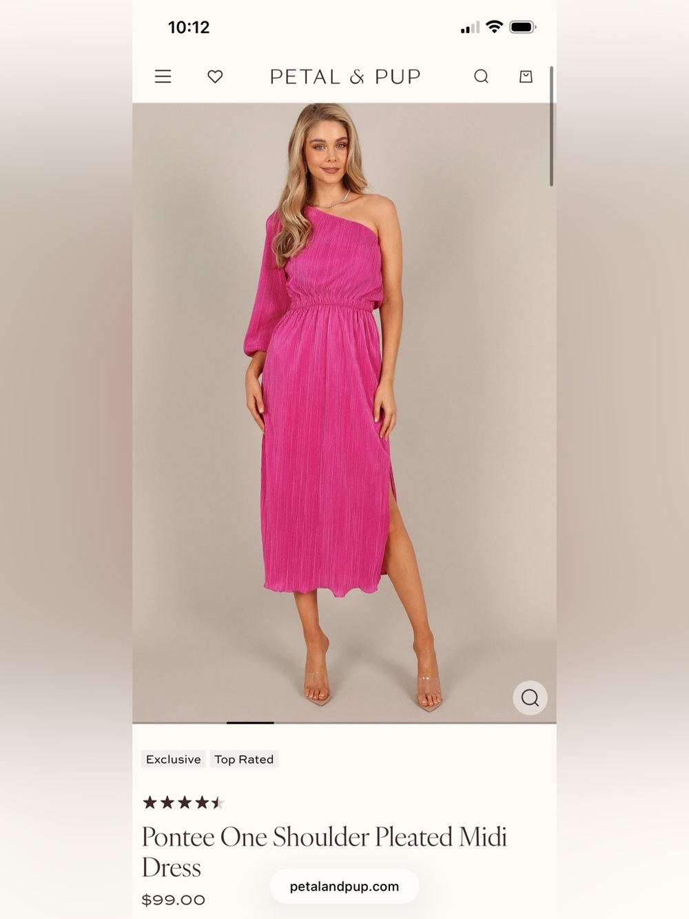 Petal & Pup Pontee L NWT One-Shoulder Pleated Midi Dress
